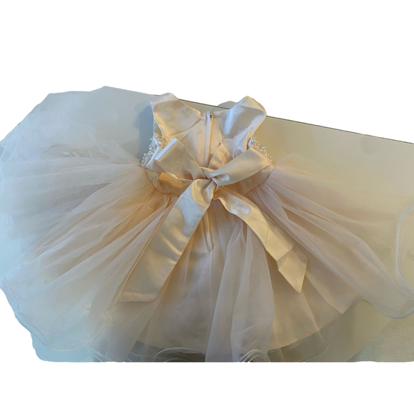 Mark & Mia Sleeveless Party Wear Frock Floral Embellishment - White xs pearls - Picture 7 of 7